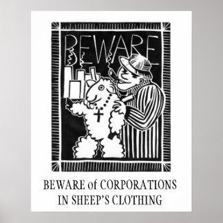 Poster Méfiez-vous des entreprises dans les vêtements des