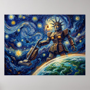 Poster Mega Maid Nuit étoilée Paysage de science-fiction
