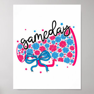 Poster Mégaphone Floral de Jour de Match Cheer Piedll Enc