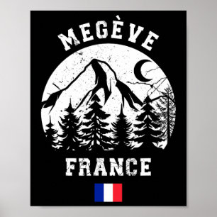 Poster Megève France Alpes Station de ski alpin Ski franç