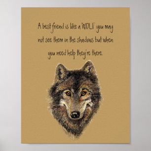 Poster Meilleur Ami Citation Inspirationnelle Loup, Loups
