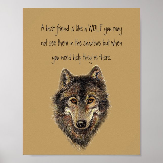 Poster Meilleur Ami Citation Inspirationnelle Loup, Loups (Devant)