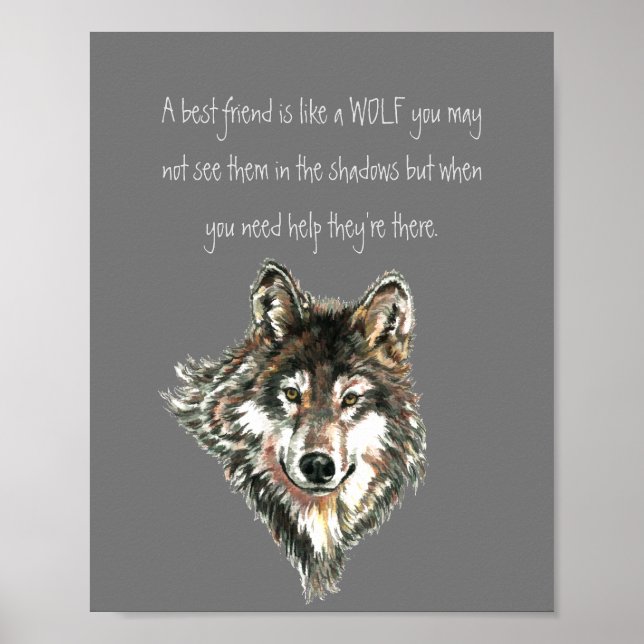 Poster Meilleur Ami Citation Inspirationnelle Wolf, Wolve (Devant)