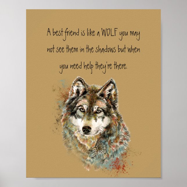 Poster Meilleur Ami Citation Inspirationnelle Wolf, Wolve (Devant)