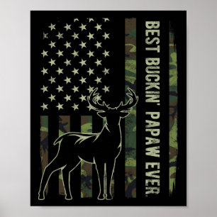 Poster Meilleur Buckin' Papaw Camo Drapeau américain Chas
