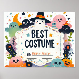 Poster Meilleur Certificat de Costume - Joli thème fantôm