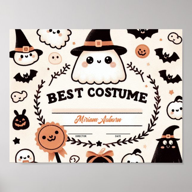 Poster Meilleur Certificat de Costume - Joli thème fantôm (Devant)