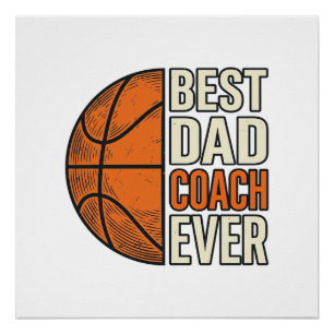 Poster Meilleur Coach Papa Ever Basket Vintage Vector Des