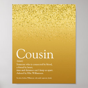 Poster Meilleur Cousin Définition Paillettes Dorées Glamo