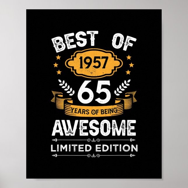 Poster Meilleur De 1957 Cadeaux De 65 Ans 65E Anniversair (Devant)