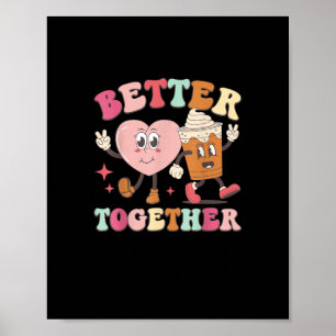 Poster Meilleur ensemble cœur et café graphique stylé