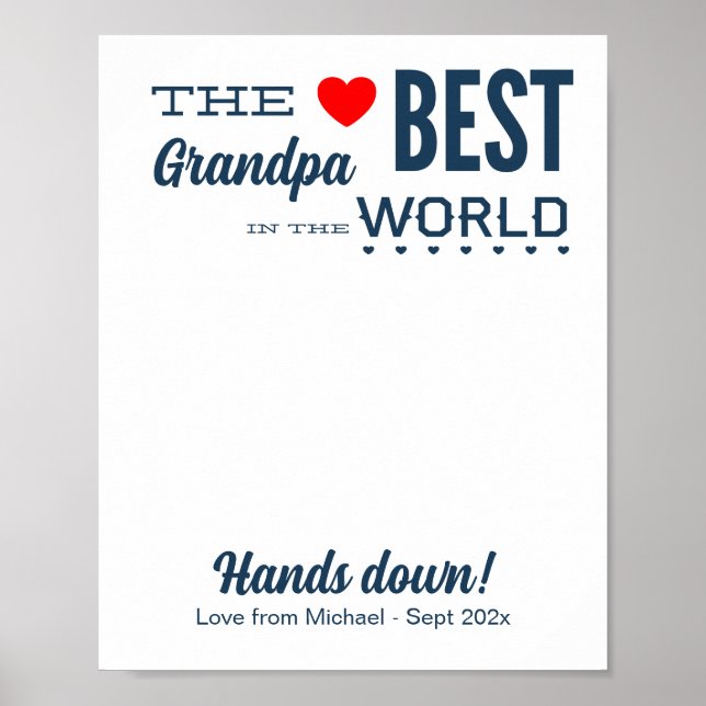 Poster Meilleur grand-père personnalisé empreinte Modèle  (Devant)
