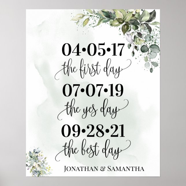 Poster Meilleur jour mariage date oui jour eucalyptus suc (Devant)