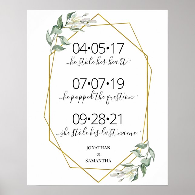Poster meilleur jour signe mariage date oui jour verdure  (Devant)