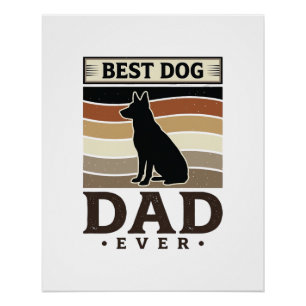 Poster Meilleur papa chien de tous les temps Design vinta