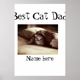 Poster meilleur papa de chat nom de photo fête des pères