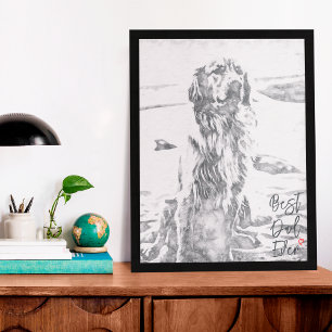 Poster Meilleur Papa de Tous les Temps Art Golden Retriev