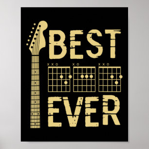 Poster Meilleur Papa Jamais Accord de Guitare Guitariste 