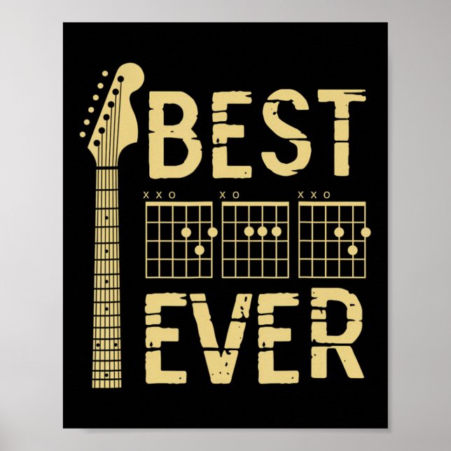 Poster Meilleur Papa Jamais Accord de Guitare Guitariste  (Devant)