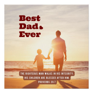 Poster Meilleur papa jamais Proverbes 20:7 Bible chrétien