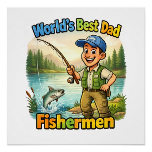 Poster Meilleur Papa Pêcheur au Lac Idée Cadeau Drôle