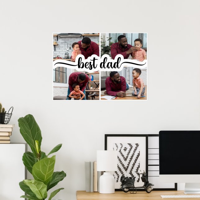 Poster Meilleur papa personnalisé 4 photo Collage (Bureau à domicile)