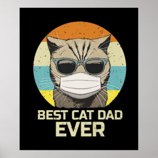 Poster Meilleur père de chat jamais | Lunettes de soleil