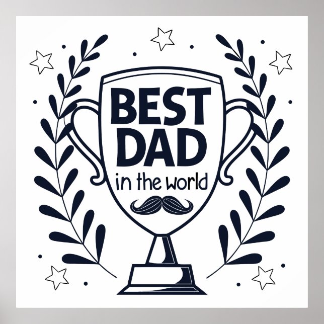 Poster Meilleur Trophée Papa - Cadeau de fête du Père (Devant)