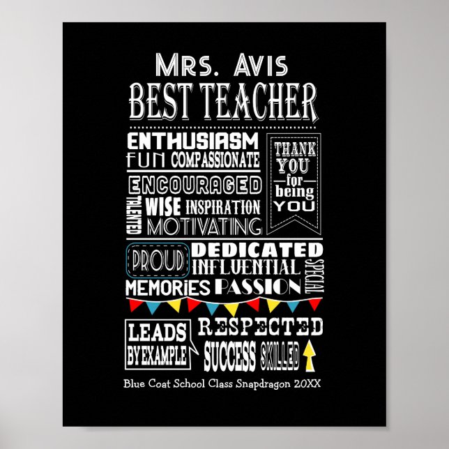 Poster Meilleure appréciation des enseignants merci de vo (Devant)