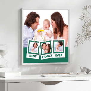 Poster Meilleure Famille Jamais Collage Personnalisé Vert