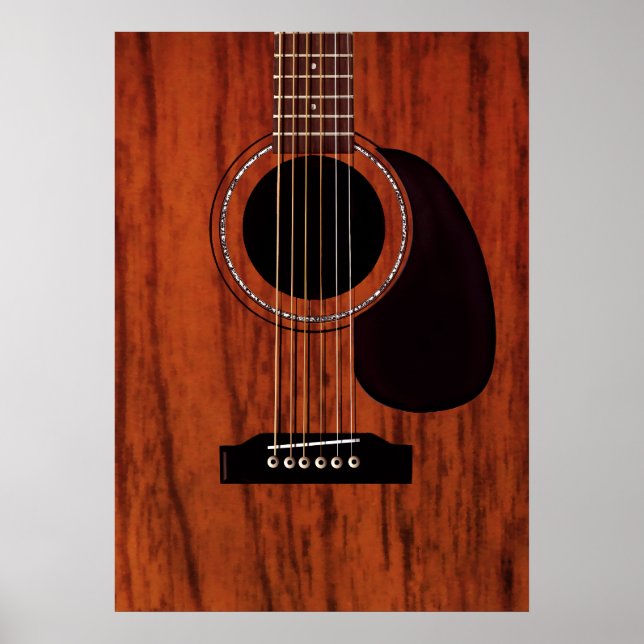Poster Meilleure guitare acoustique en acajou (Devant)