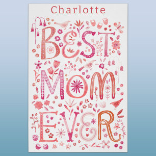 Poster Meilleure Maman Jamais Art Floral Aquarelle Person