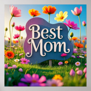 Poster Meilleure Maman Jardin Fleur de Fête des Mères