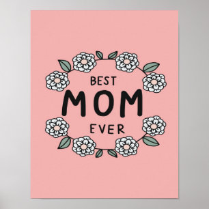 Poster Meilleure mère jamais cadre de fleurs Meilleurs c