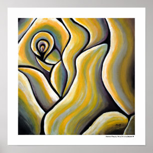 Poster Meilleure Rose jaune Abstraite Fleur d'Art Moderne