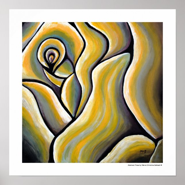 Poster Meilleure Rose jaune Abstraite Fleur d'Art Moderne (Devant)