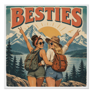 Poster Meilleures amies, deux femmes en randonnée