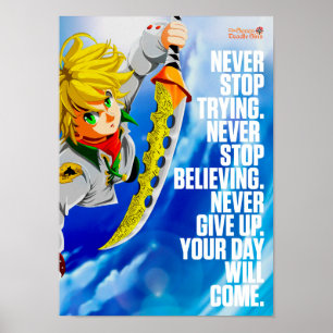 Poster Meilleures Citations D'Anime Sur Ne Jamais Abandon