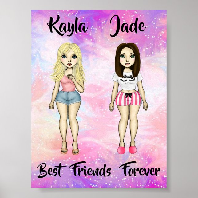 Poster Meilleurs amis Forever Blonde et Brunette Custom (Devant)