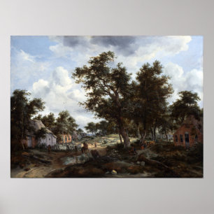 Poster Meindert Hobbema et Abraham Storck terres boisées