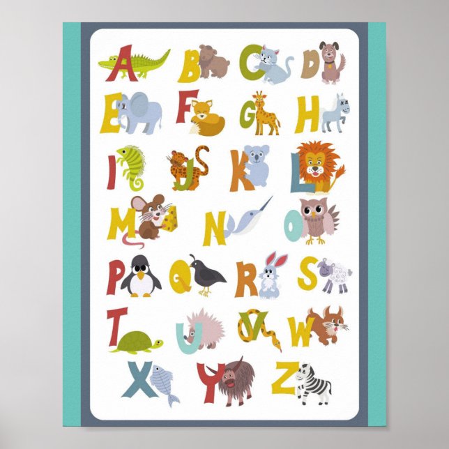Poster MEKIMI - Mignonne Alphabet animal (Devant)