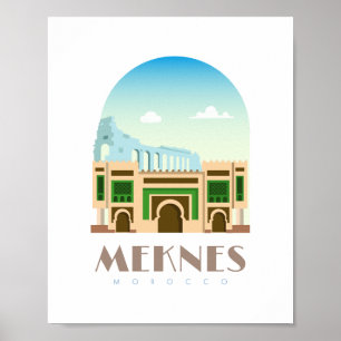 Poster Meknès ville Maroc Skyline