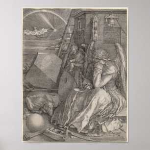 Poster Melancholia I, Engraving by Albrecht Durer