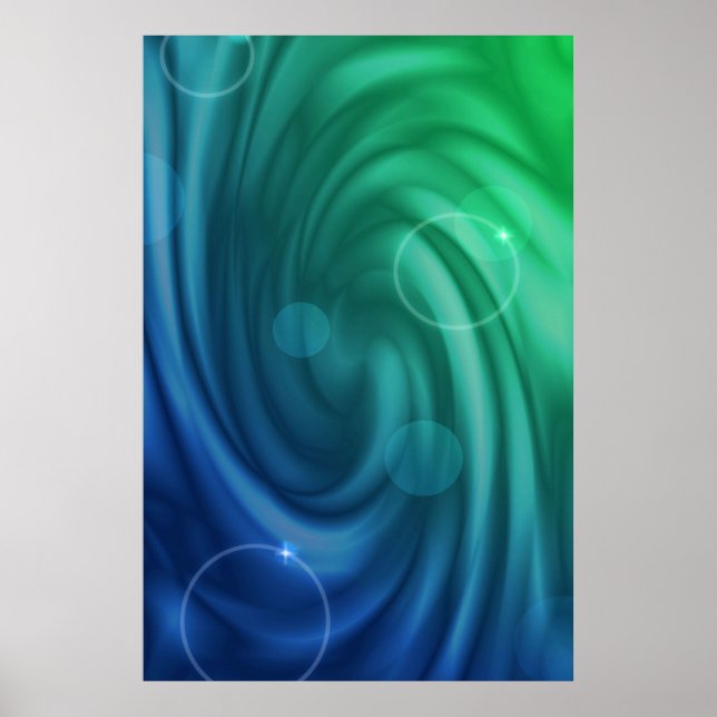 Poster Mélange De Couleurs Bleu Et Vert Doux Vortex (Devant)