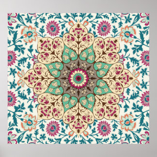 Poster Mélange de médaillon : Multicolor de style turc