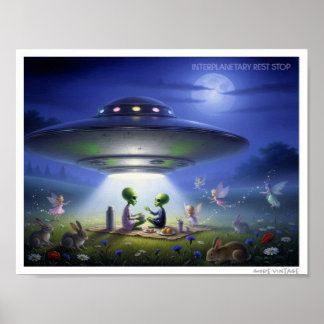 POSTER MÉLANGE DÉCALÉ D'ALIENS, DE PIXIES ET DE FÉES