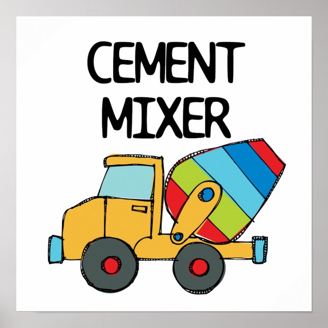 Poster Mélangeur de ciment coloré (Devant)