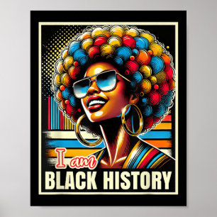 Poster Melanin Afro Black Queen I Am Black History Retro