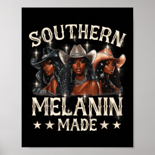 Poster Mélanine a fait Juneteenth Sud Cowgirl Noire Bla
