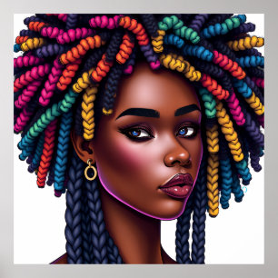 Poster Mélanine qui explose Magie de fille noire Sœur afr